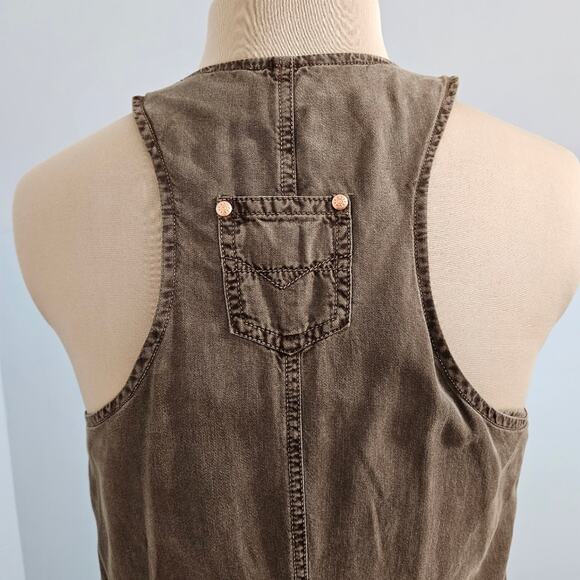 Democracy Racerback Sleeveless Full Zip Brown Cargo Maxi Dress Size 4 Casual - Picture 6 of 11